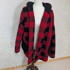 Honeyme Red and Black Textured Jacket